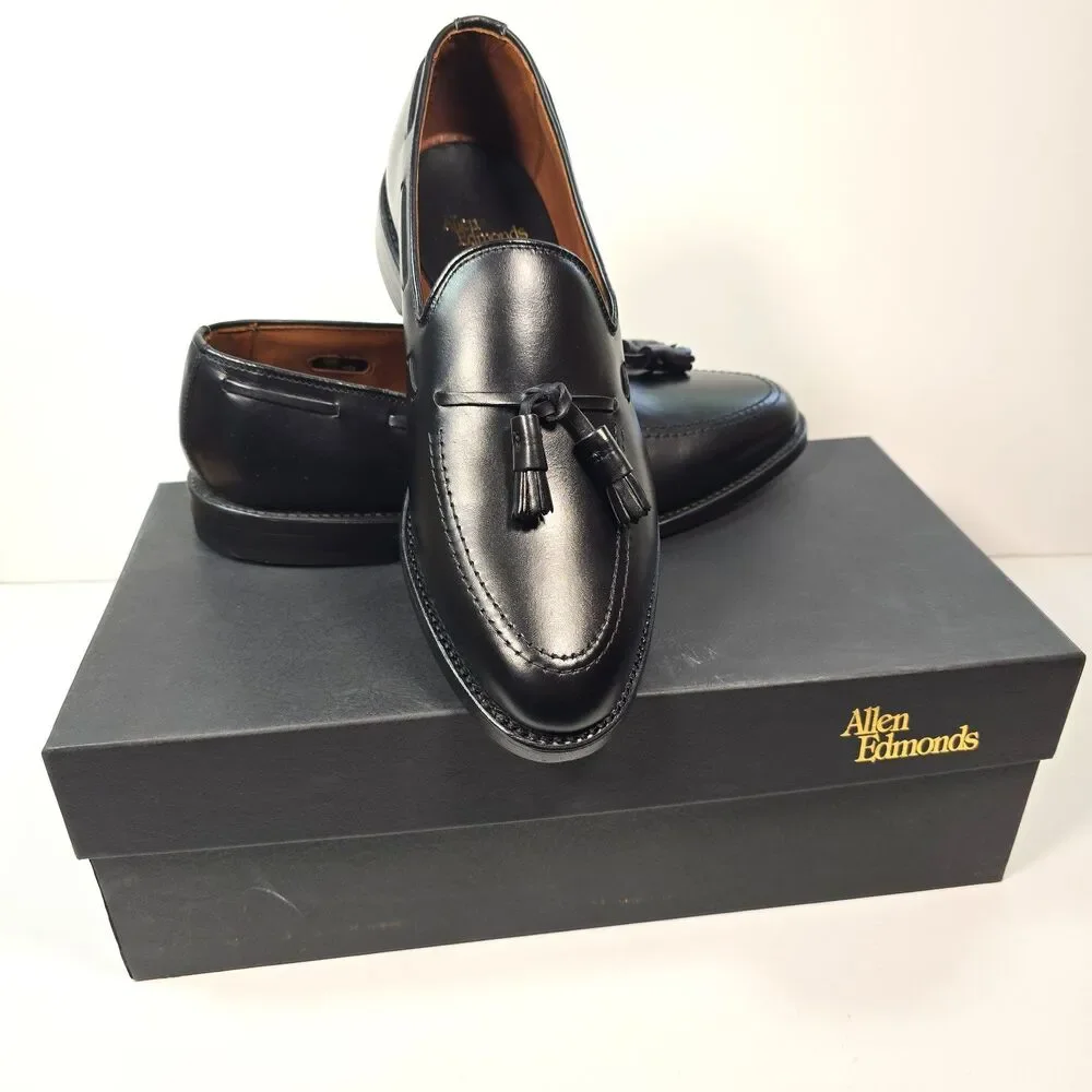 Allen Edmonds Grayson 8217S Tassel Loafers 8.5 D Black Leather USA Dress Shoes